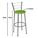 Ver imagem 2 de Banqueta Alta Cromada com Encosto Assento Verde