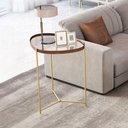 Ver imagem 1 de Mesa de Canto Orgânica Alamanda com Espelho Castanho/dourado - Jb Bechara