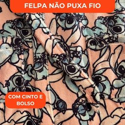 Roupão Aveludado Lepper Estampado Personagens Infantil Stitch M - 3