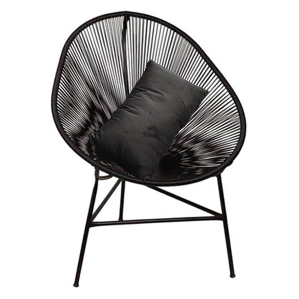 Poltrona Cadeira Acapulco Plus com Almofada Quadrado Preto Corino Cinza - Ahazzo Móveis AHAZZO MÓVEI - 2