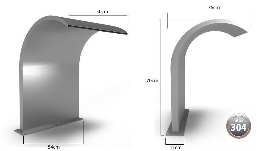 Cascata para Piscina inox Big Wave 70x50cm Acquamais - 6