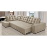Sofá de Canto Retrátil e Reclinável com Molas 3,00x2,00 Le Jacke Suede Bege Madelina Decor - 1