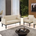 Ver imagem 4 de Sofá Namoradeira com Poltrona Base de Madeira Fixa Preto Marisa Corino D03 - D\'rossi Cor Bege