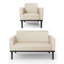Ver imagem 1 de Sofá Namoradeira com Poltrona Base de Madeira Fixa Preto Marisa Corino D03 - D\'rossi Cor Bege