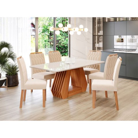 Conjunto Sala de Jantar Ágata com 6 Cadeiras Paola Cimol