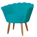 Ver imagem 2 de Kit Namoradeira e 2 Poltronas Pétala Decorativa Veludo Azul Turquesa - Montanaris Decor