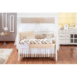 KIT BERÇO MASCULINO OU FEMININO DOCINHO TRANCA 11 PECAS LUXO KIT AMERICANO PARA BEBE COMPLETO: CAQUI - 1