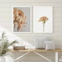 Ver imagem 1 de Kit 2 Quadros Decorativos Florais Nuances Bege 24x18cm - com Vidro:madeira Branca