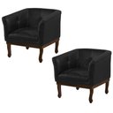 Ver imagem 1 de Kit 2 Poltronas Decorativa Noah Couro Preto Fosco