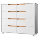Ver imagem 5 de Guarda Roupa Solteiro Doble 04 Portas com Espelho e Cômoda Doble Branco Freijo Flex -Móveis Albatroz
