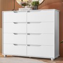 Ver imagem 7 de Guarda Roupa Solteiro Doble 04 Portas com Espelho e Cômoda Doble Branco Freijo Flex -Móveis Albatroz