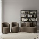 Ver imagem 1 de Conjunto Decorativo 02 Poltronas + Sofá Curvo Orgânico Nature Gaia Boucle Cappuccino - Montanaris de