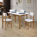 Ver imagem 1 de Conjunto Jantar 120cm Mdf Pinus Estofado Moderno:branco