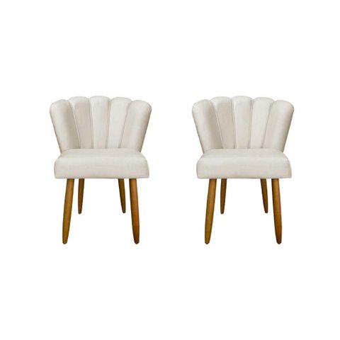 Kit 02 Cadeiras para Mesa de Jantar Flor Pés Palito - Balaqui Decor Cor:bege