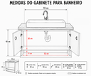 Ver mais imagens de Kit Gabinete Banheiro Completo com Espelho Cuba Válvula Torneira e Sifão:Cinza/Cedro