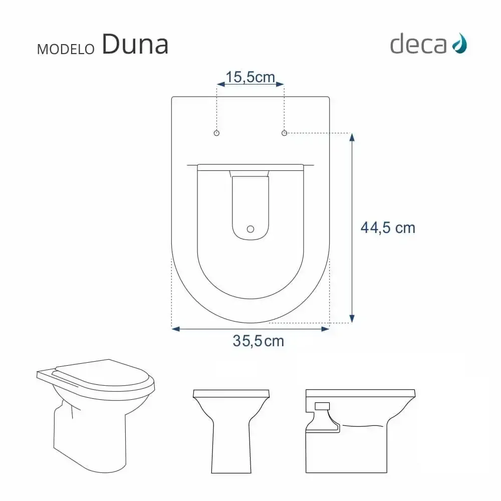 Assento Sanitário Poliéster Antibactéria Soft Close Duna Branco para Vaso Deca com Ferragem Rose - 3