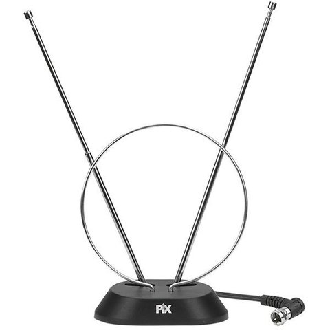 Antena Digital Interna Hdtv Uhf/vhf/fm com Base 1.35m 008-9508 Pix