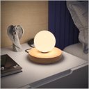 Ver imagem 2 de Luminária Moon de Mesa com Globo de Vidro e Lampada Ofertamo Madeira Natural