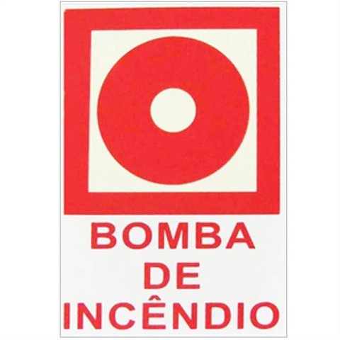 Placa de Pvc Fotoluminescente Auto-adesiva 13.5x20 Bomba de Incêndio - 220 Bx - Sinalize Placa Fotol