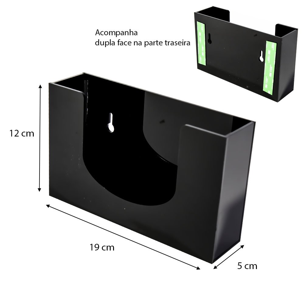 Porta Lenços Toalhas Umedecidas Parede em Acrílico Centauri Acrílicos PLU Preto - 4