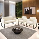Ver imagem 2 de Sofá Namoradeira com 2 Poltronas Base Industrial Preto Marisa Veludo D03 - D\'rossi Cor Bege