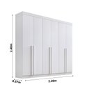 Ver imagem 2 de Roupeiro Milano Branco 6 Portas e 8 Gavetas 100% MDF Larg. 2.20m - D Doro