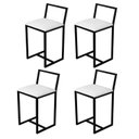 Ver imagem 1 de Kit 4 Banqueta Baixa Para Cozinha Preta Industrial Assento Estofado