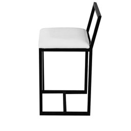 Kit 4 Banqueta Baixa Para Cozinha Preta Industrial Assento Estofado  - 4