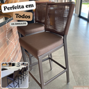 Ver imagem 3 de Kit 2 Banquetas Modernas Marrom em Alumínio para Bancada e Cozinha