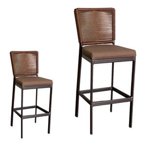 Kit 2 Banqueta Balcão Cozinha Churrasqueira Moderna Alumínio Cor:marrom