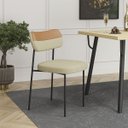 Ver imagem 2 de Kit 2 Cadeiras Mona para Sala Jantar Gourmet em Aço e Couríssimo e Linho-preto-whisky-gengibre-edeca