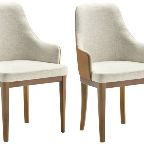 Conjunto 2 Cadeiras para Sala de Jantar Cost Aghata Marrom/Amêndoa/Bege