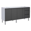 Ver imagem 1 de Gabinete para Cozinha Ga em Aço 1.75 Cm 3 Gavetas com Corrediças Telescópicas e Puxadores e Pés em a