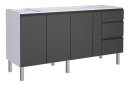 Ver imagem 1 de Gabinete para Cozinha Ga em Aço 1.75 Cm 3 Gavetas com Corrediças Telescópicas e Puxadores e Pés em a
