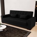 Ver imagem 2 de Sofá Cama para Sala de Estar Lisboa Linho Preto - Ibiza