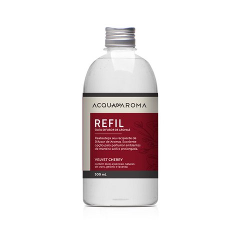 Refil do Óleo Difusor de Varetas Velvet Cherry, 500ml, Acqua Aroma