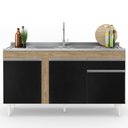 Ver imagem 6 de Balcão Gabinete Para Pia 150cm Sem Tampo 3 Portas 1 Gaveta Dakota Castanho/Preto - Lumil