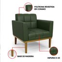 Ver imagem 3 de Poltrona Sala Decorativa Kit 2 Elisa Base Madeira Castanho Sintético Pu Verde D03 - D’Rossi