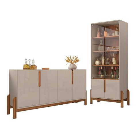 Conjbuffet e Cristaleira Jayce - Off White Cedro Off White Cedro