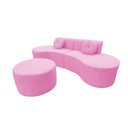 Ver imagem 4 de Sofá Modular Orgânico Monterrey 260cm + Puff Suede Rosa Bebê