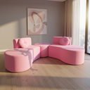 Ver imagem 2 de Sofá Modular Orgânico Monterrey 260cm + Puff Suede Rosa Bebê