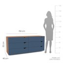 Ver imagem 4 de Cômoda Porto com 6 Gavetas 150x63cm Freijó/Azul 240821