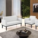 Ver imagem 2 de Sofá Namoradeira com Poltrona Base de Madeira Fixa Preto Marisa Corino D03 - D\'rossi Cor Branco