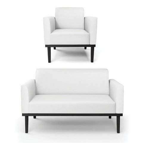 Sofá Namoradeira com Poltrona Base de Madeira Fixa Preto Marisa Corino D03 - D\'rossi Cor Branco