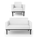 Ver imagem 1 de Sofá Namoradeira com Poltrona Base de Madeira Fixa Preto Marisa Corino D03 - D\'rossi Cor Branco