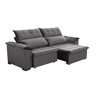 Sofá Retrátil e Reclinável 230 cm Cristal Veludo Cinza Grafite Chamby Móveis - 2
