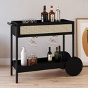 Ver imagem 2 de Carrinho Bar com Porta Taças Pés Madeira Moss A03 Nero Preto - Lyam Decor