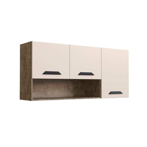 Armário Aéreo Cozinha Modulado Essência c/ 3 Portas Demolição/Off White - Genialflex