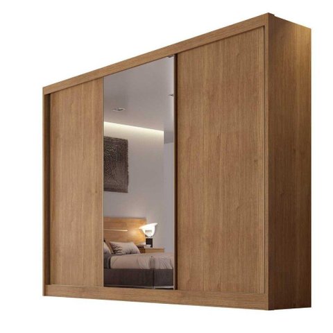 Guarda-roupa Casal 3 Portas C/ Espelho 6 Gavetas Logan Novo Horizonte Cor:cumaru