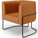 Ver imagem 1 de Poltrona Para Sala De Estar Decorativa Fixa Base Aço Preto Betina D02 Couríssimo Whisky - Lyam Decor